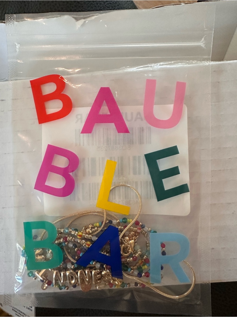 BaubleBar Colorful Beaded Party Necklace with Gold Accents